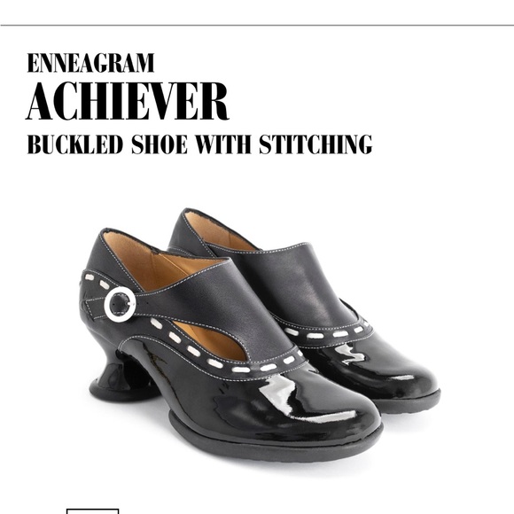 John Fluevog enneagram achiever pumps heels leather patent black 6.5